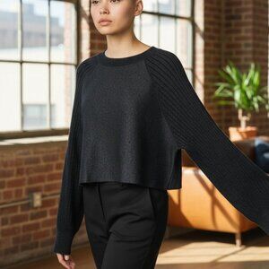 NWT House Of Harlow 1960 Black With Gold Metallic Thread Cropped Sweater Size XL